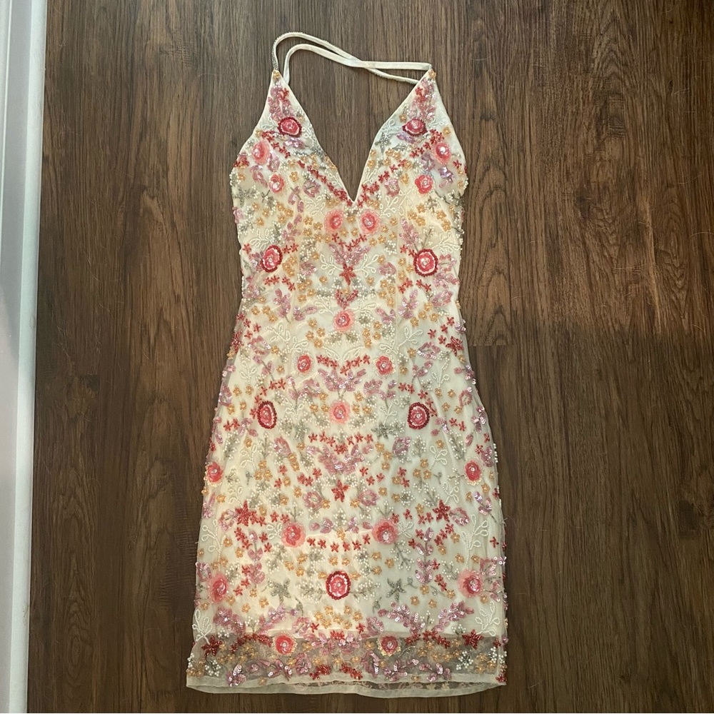 Primavera Couture 3154 Floral Beaded mini dress - homecoming bachelorette